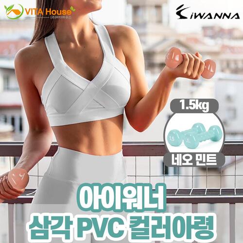 아이워너 PVC 삼각 아령 1.5kg 네오민트 초보 몸매 V