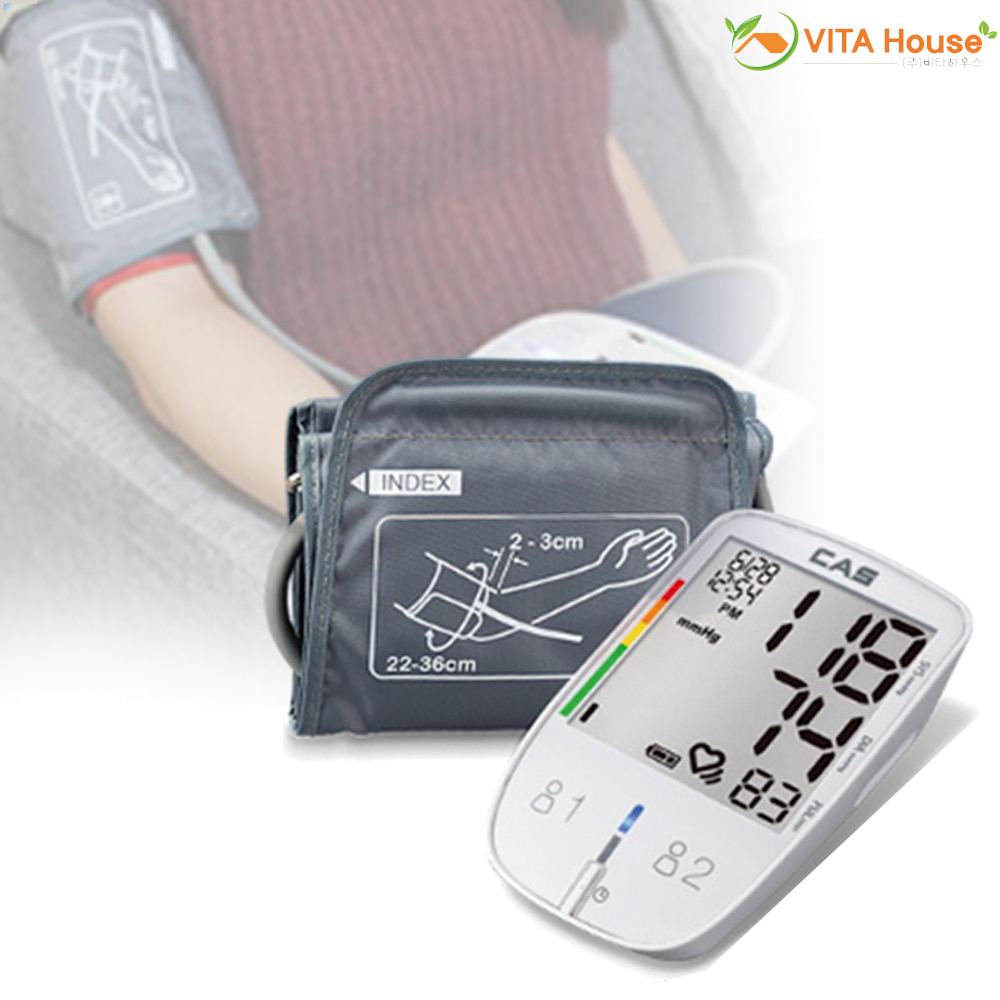 카스 CAS 팔뚝형 자동혈압계 MD2680 가정용 측정기 맥박 부모님 V