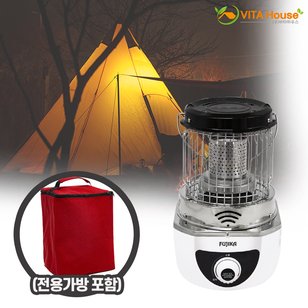 후지카 가스난로 FU-118 화이트 휴대용 히터 캠핑 낚시 온열기 V