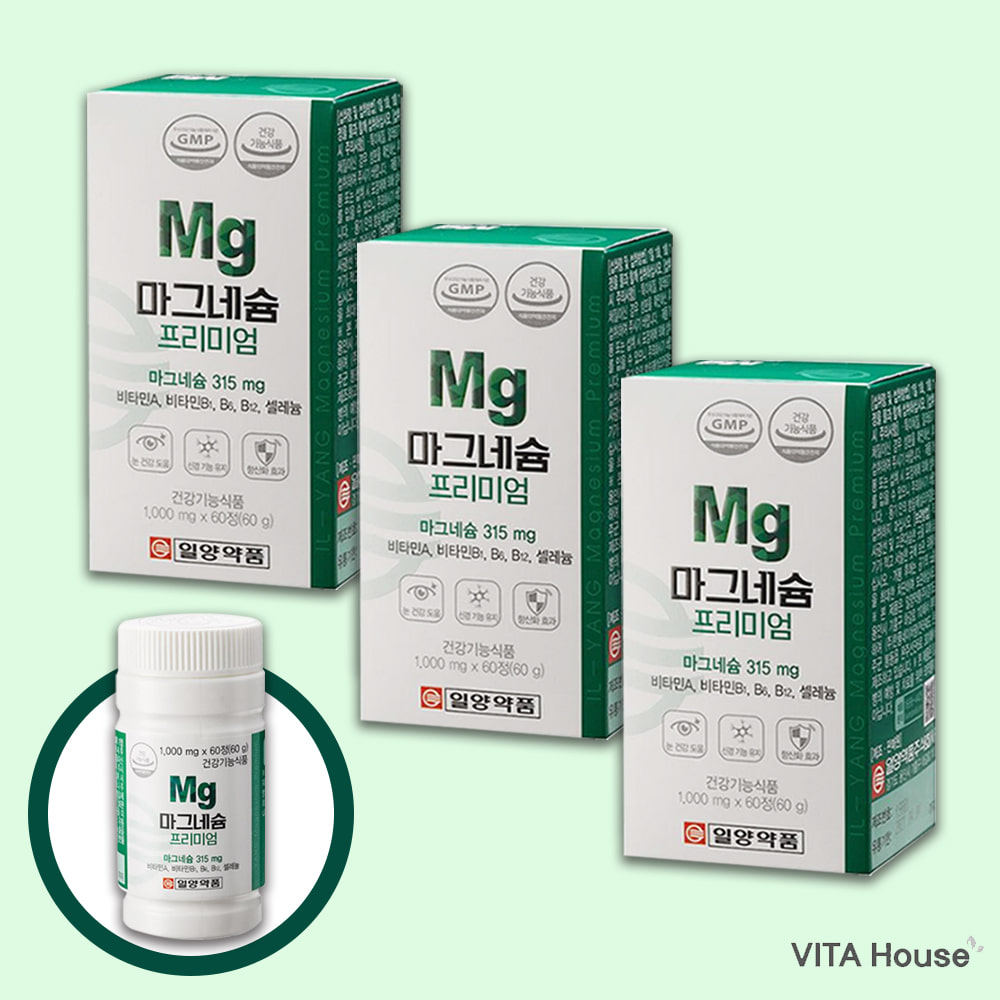 일양약품 마그네슘 프리미엄 1000mg x 60정 3박스 비타민 미네랄 영양제 (6개월분) V