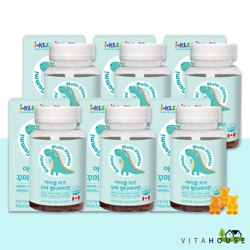 아이클키즈 멀티비타민 2.2g x 60꾸미 6박스 (12개월분) 어린이 성장기 건강 젤리 구미 V