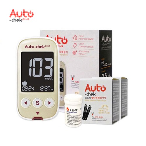 CF 오토첵플러스 혈당측정기+시험지100매+사은품 / 당뇨측정 스트립 혈당계