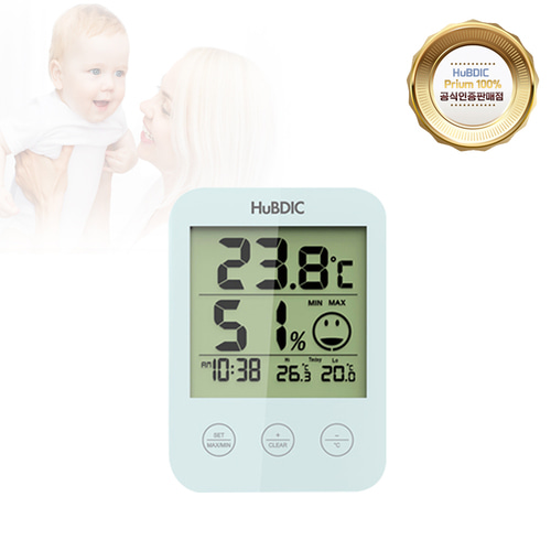 휴비딕 디지털 시계 &amp; 온습도계 HT-3 민트 신생아 선물 출산 임산부 V