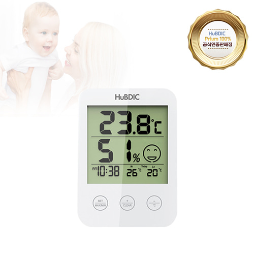 휴비딕 디지털 시계 &amp; 온습도계 HT-3 화이트 신생아 선물 출산 임산부 V