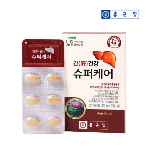 CF 종근당 간건강 슈퍼케어 600mgⅹ30정 / 밀크씨슬 비타민 미네랄 아연