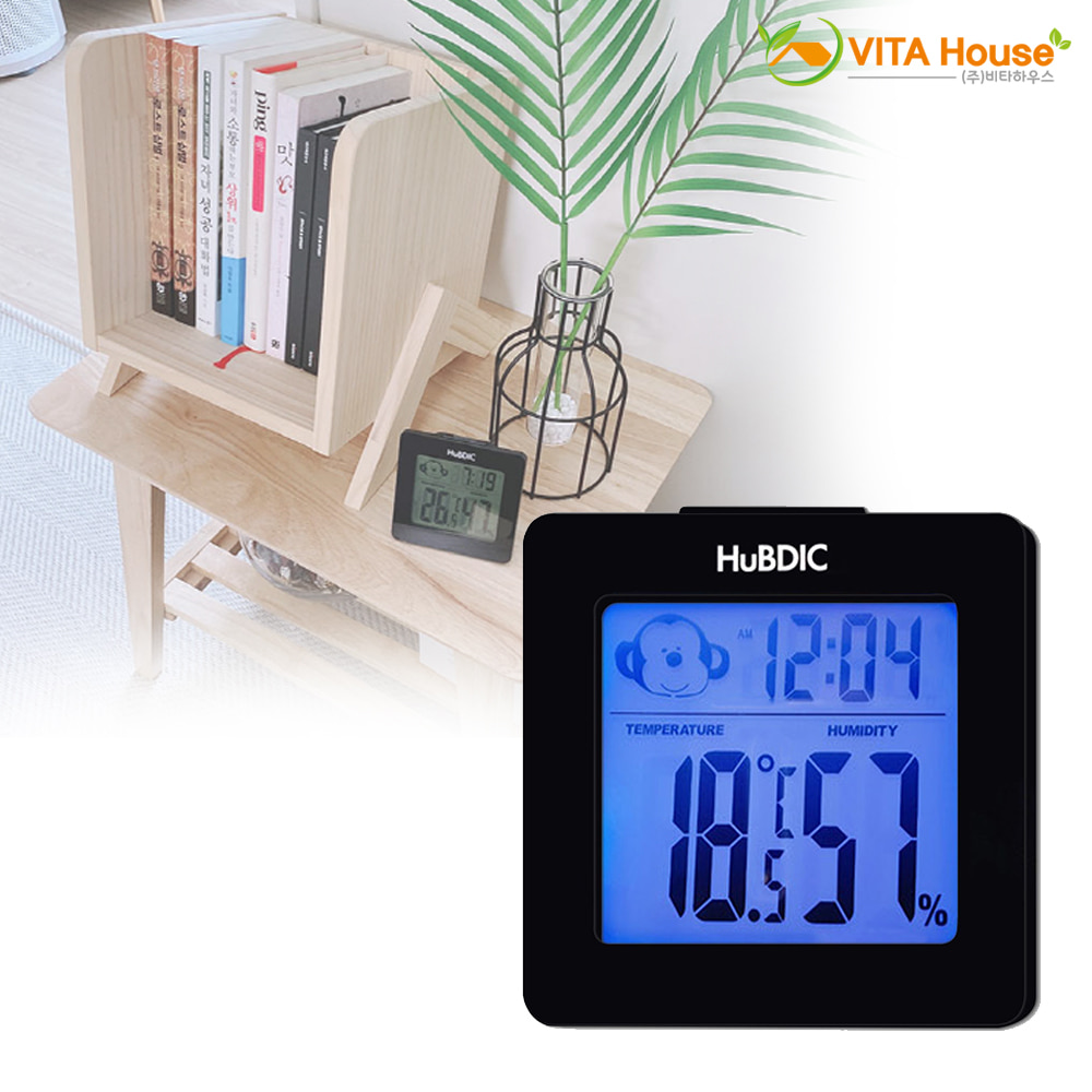 휴비딕 디지털 온습도계 SH-1 블랙 출산선물 온도 습도 측정 시계 V