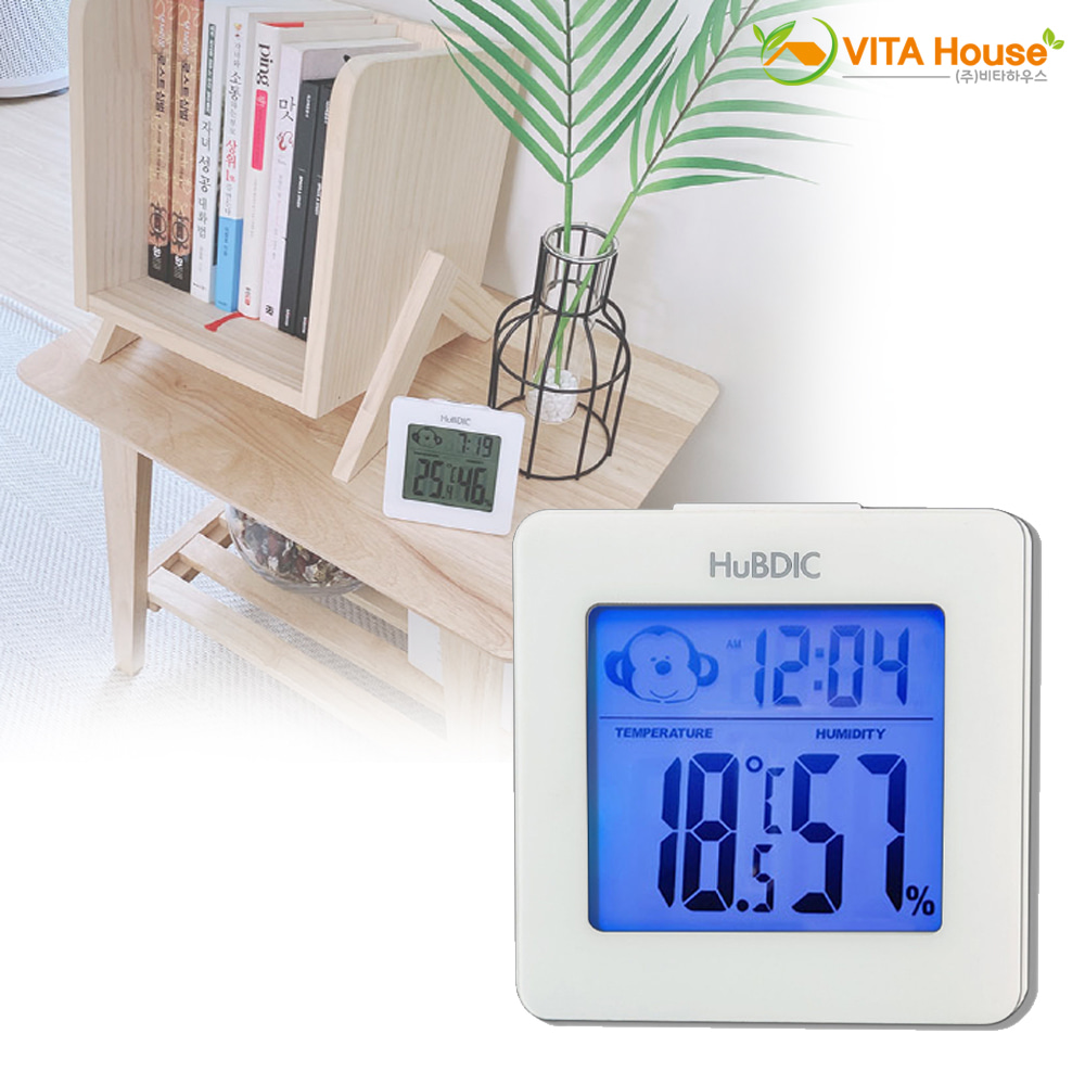 휴비딕 디지털 온습도계 SH-1 화이트 스누즈알람 시계 온도계 V