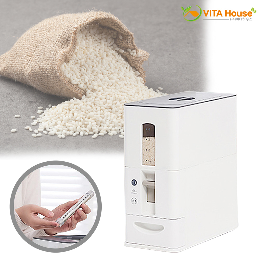 원터치 계량 쌀보관함 6kg 쌀통 습기제거 혼밥 밀폐 잡곡통 V