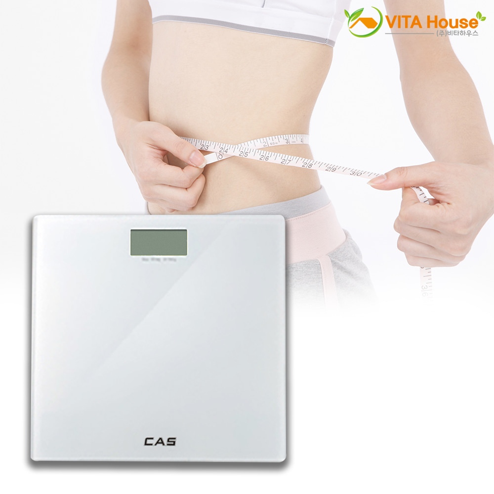 CAS 디지털 체중계 HE-70 화이트 가정용 전자저울 몸무게 측정 V